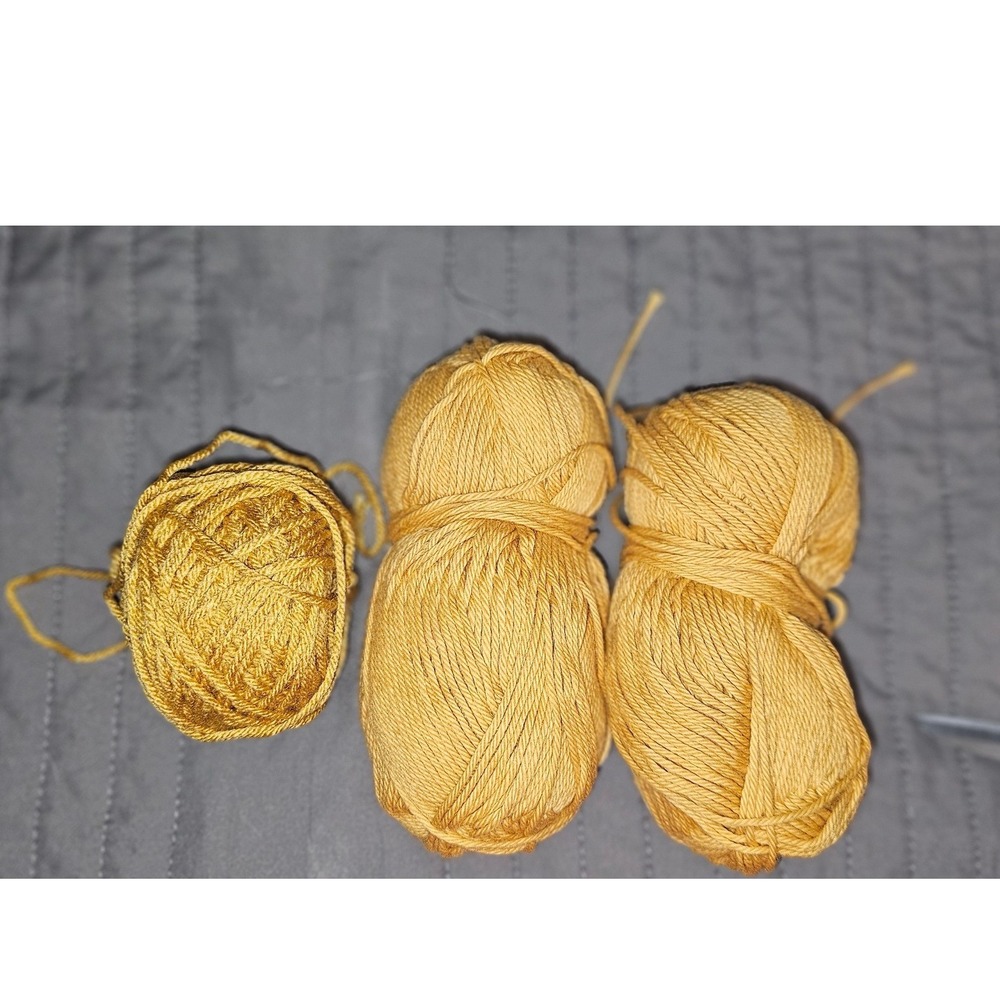 Mustard Yellow Acrylic Knitting Yarn Lot 2 Full Skeins 1 Partial Ball Goldenrod